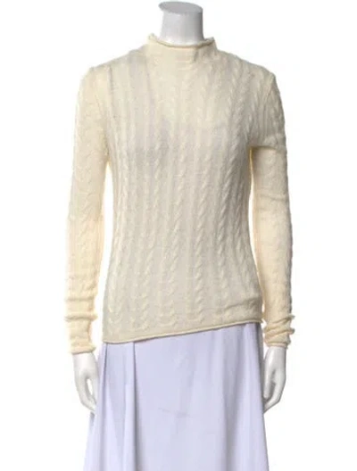 Pre-owned Theory Cashmere Mock Neck Sweater In Neutral