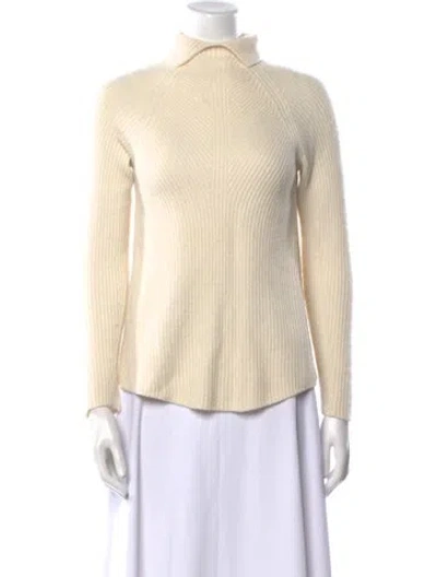 Pre-owned Theory Cashmere Mock Neck Sweater In Neutral