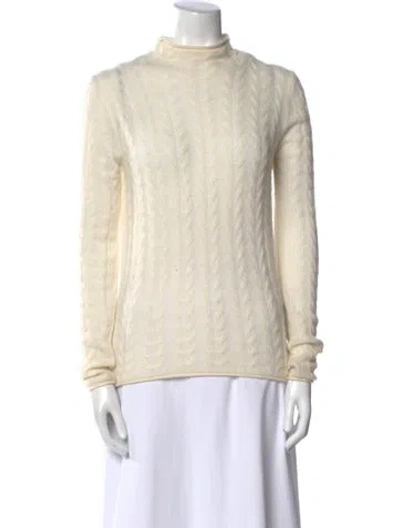 Pre-owned Theory Cashmere Mock Neck Sweater In Neutral