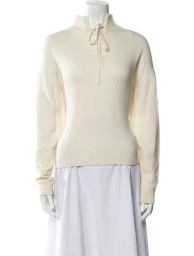 Pre-owned Theory Cashmere Mock Neck Sweater In Neutral