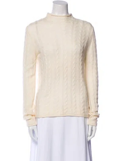 Pre-owned Theory Cashmere Mock Neck Sweater In Neutral