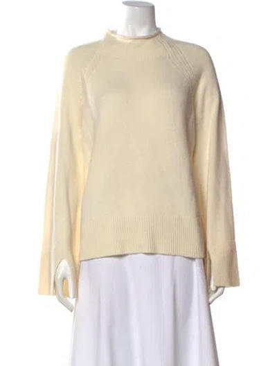Pre-owned Theory Cashmere Mock Neck Sweater In Neutral
