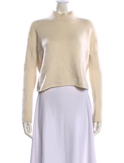 Pre-owned Theory Cashmere Mock Neck Sweater In Neutral