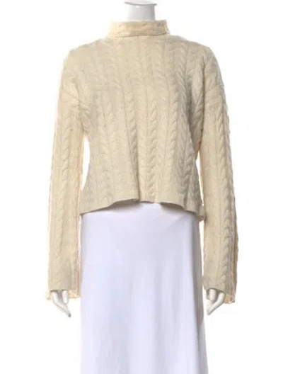 Pre-owned Theory Cashmere Mock Neck Sweater In Neutral