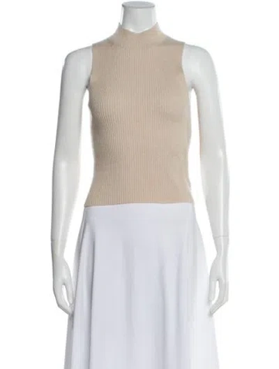 Pre-owned Theory Cashmere Mock Neck Sweater In Neutral