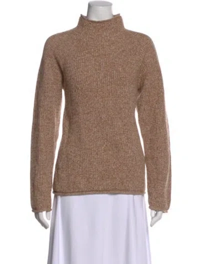 Pre-owned Theory Cashmere Mock Neck Sweater In Neutral