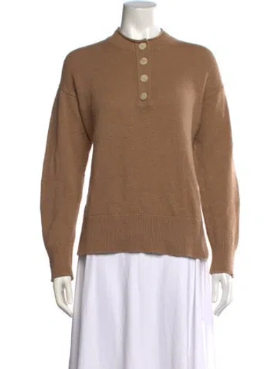 Pre-owned Theory Cashmere Mock Neck Sweater In Neutral
