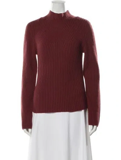 Pre-owned Theory Cashmere Mock Neck Sweater In Red