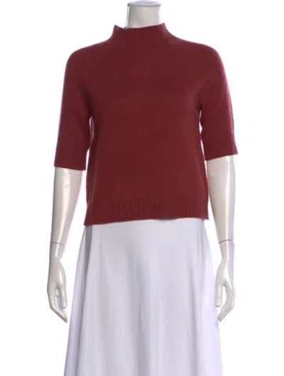 Pre-owned Theory Cashmere Mock Neck Sweater In Red