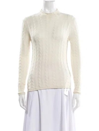 Pre-owned Theory Cashmere Mock Neck Sweater In White