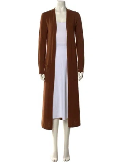 Pre-owned Theory Cashmere Open Front Sweater In Brown
