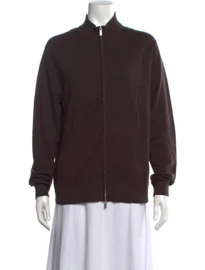 Pre-owned Theory Cashmere Open Front Sweater In Brown