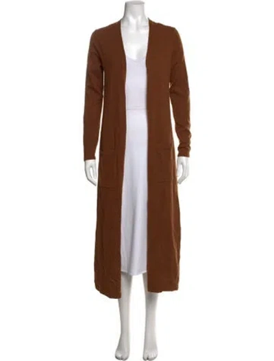 Pre-owned Theory Cashmere Open Front Sweater In Brown