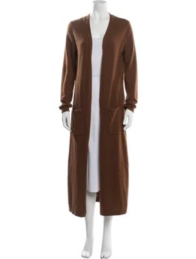 Pre-owned Theory Cashmere Open Front Sweater In Brown