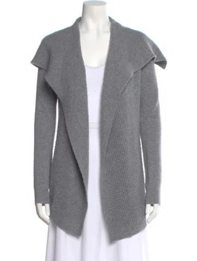 Pre-owned Theory Cashmere Open Front Sweater In Gray