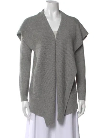 Pre-owned Theory Cashmere Open Front Sweater In Gray