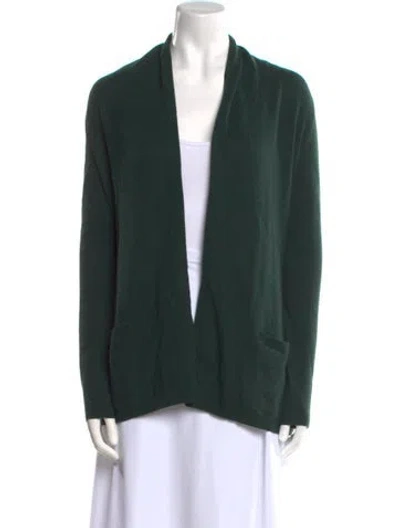 Pre-owned Theory Cashmere Open Front Sweater In Green