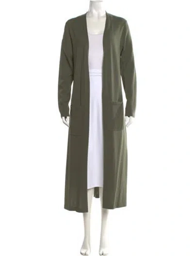 Pre-owned Theory Cashmere Open Front Sweater In Green