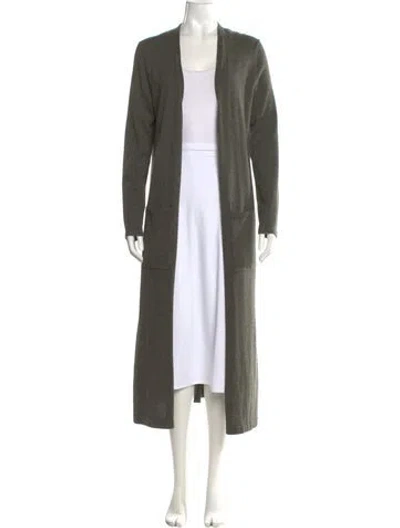 Pre-owned Theory Cashmere Open Front Sweater In Green