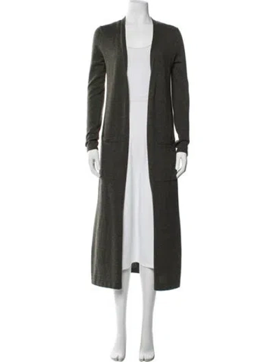 Pre-owned Theory Cashmere Open Front Sweater In Green