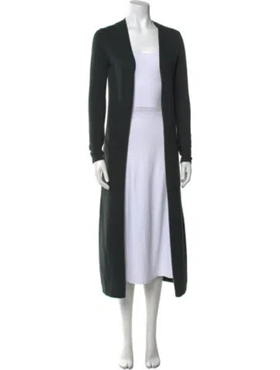 Pre-owned Theory Cashmere Open Front Sweater In Green