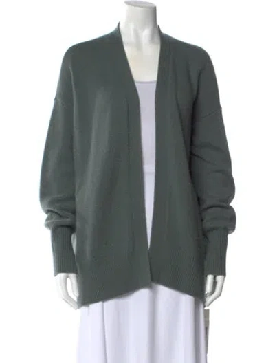 Pre-owned Theory Cashmere Open Front Sweater In Green