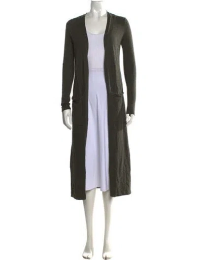 Pre-owned Theory Cashmere Open Front Sweater In Green