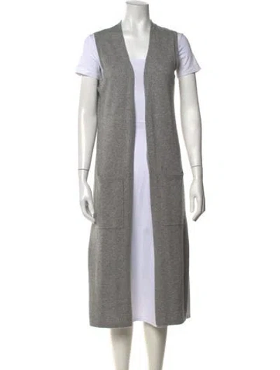 Pre-owned Theory Cashmere Open Front Sweater In Grey
