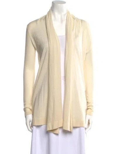 Pre-owned Theory Cashmere Open Front Sweater In Yellow