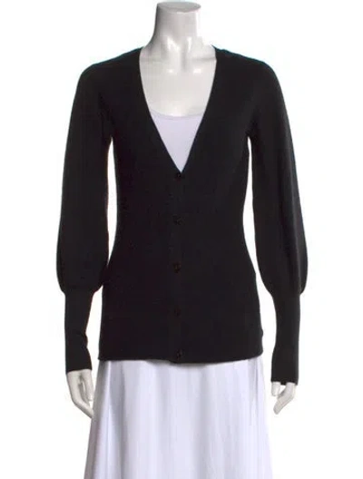 Pre-owned Theory Cashmere Plunge Neckline Sweater In Black