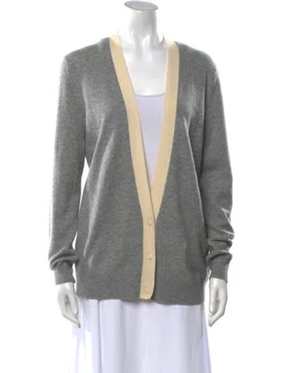 Pre-owned Theory Cashmere Plunge Neckline Sweater In Gray