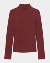 Theory Traveling Rib Mock Neck Sweater In Cashmere In Red