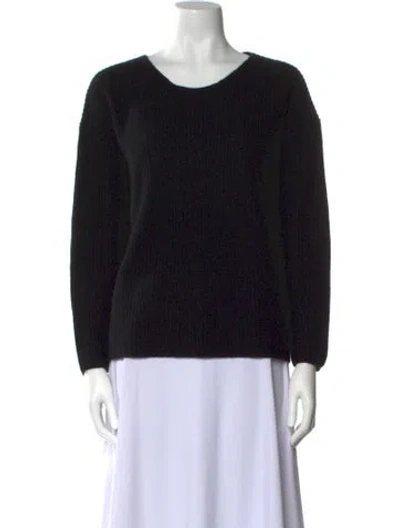 Pre-owned Theory Cashmere Scoop Neck Sweater In Black