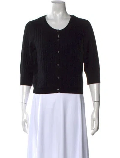 Pre-owned Theory Cashmere Scoop Neck Sweater In Black