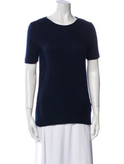 Pre-owned Theory Cashmere Scoop Neck Sweater In Blue