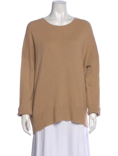 Pre-owned Theory Cashmere Scoop Neck Sweater In Brown