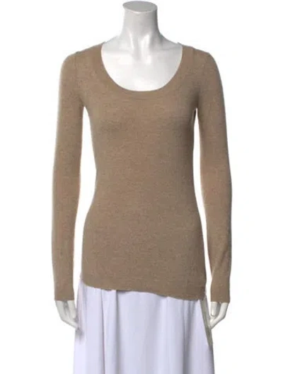 Pre-owned Theory Cashmere Scoop Neck Sweater In Neutral