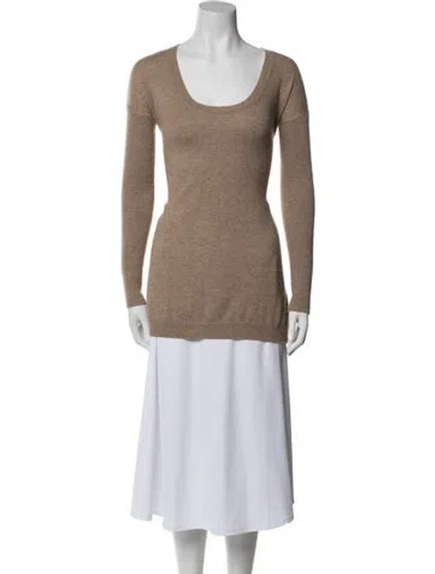 Pre-owned Theory Cashmere Scoop Neck Sweater In Neutral