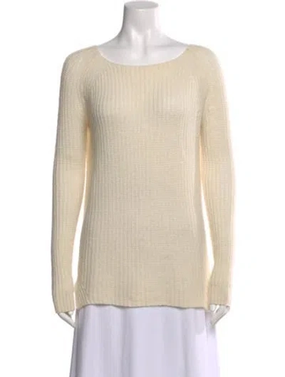 Pre-owned Theory Cashmere Scoop Neck Sweater In White
