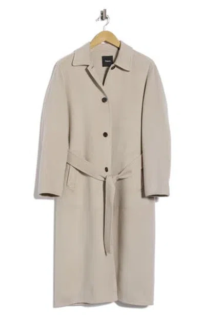 Theory Cashmere Single Breasted Long Coat In Neutral