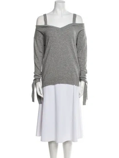 Pre-owned Theory Cashmere Square Neckline Sweater In Gray