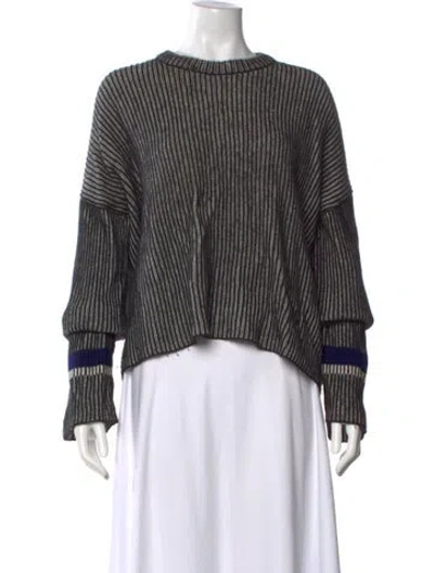 Pre-owned Theory Cashmere Striped Sweater In Black