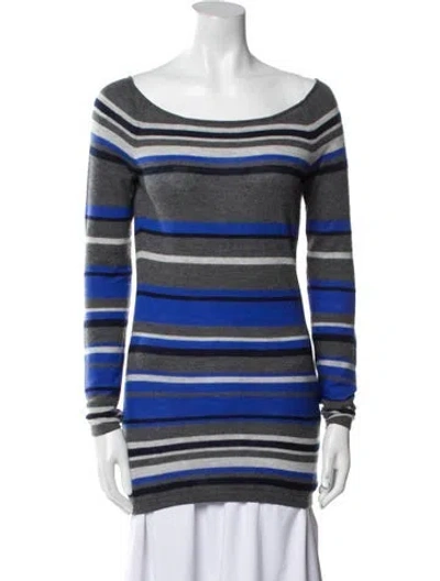 Pre-owned Theory Cashmere Striped Sweater In Blue