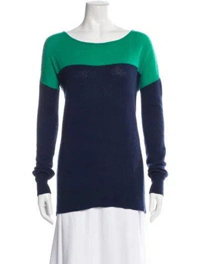 Pre-owned Theory Cashmere Striped Sweater In Blue