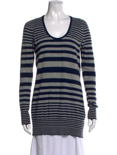 Pre-owned Theory Cashmere Striped Sweater In Blue