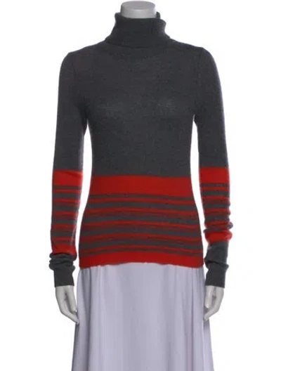 Pre-owned Theory Cashmere Striped Sweater In Gray