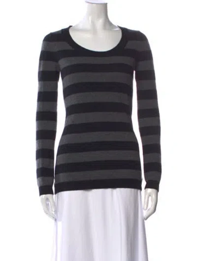 Pre-owned Theory Cashmere Striped Sweater In Gray