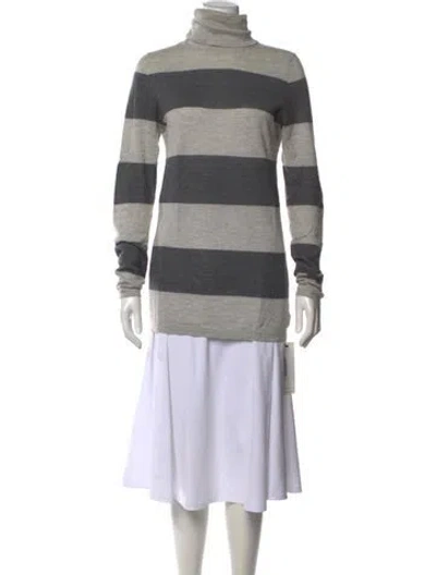 Pre-owned Theory Cashmere Striped Sweater In Gray
