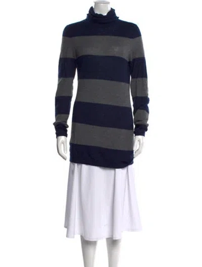 Pre-owned Theory Cashmere Striped Sweater In Gray