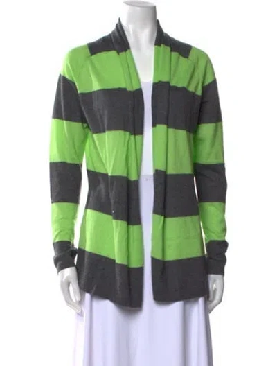 Pre-owned Theory Cashmere Striped Sweater In Green